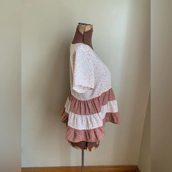 Paper crane blouse, floral peplum top - Picture 4 of 9